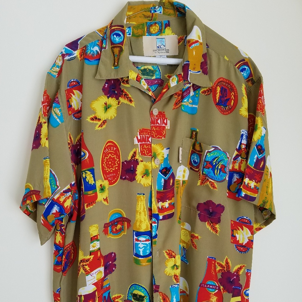 Hawaiian Beer Shirt Coconut Pier Men's XL
